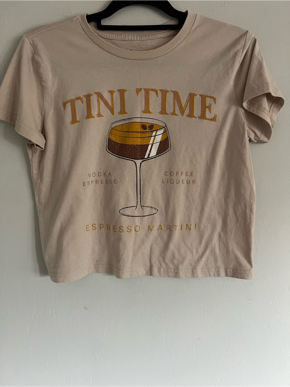 Goodie Two Sleeves Espresso Martini Crop Crewneck T Shirt Sz Large
